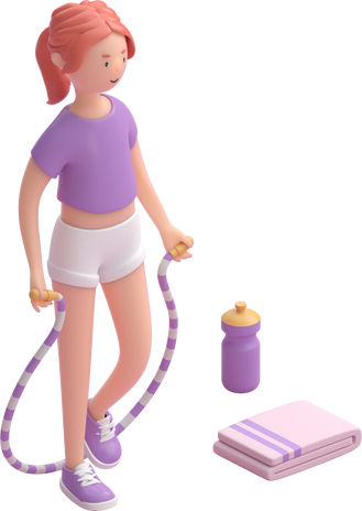 Woman Jumping Rope. 3D render