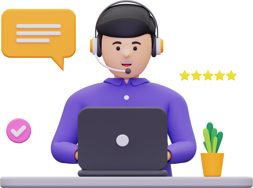 3d Customer support agent rating illustration